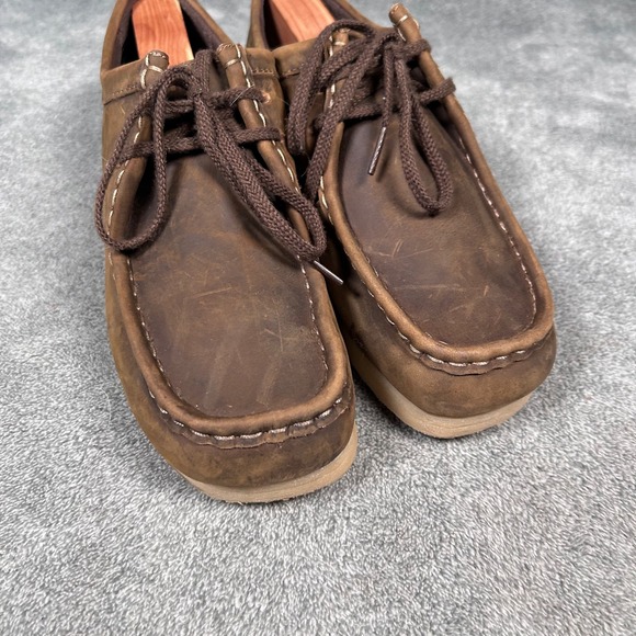 Clarks Collection Moc Toe Crepe Sole Casual Shoes Women 9.5 Brown Wallabee Style - Picture 3 of 11
